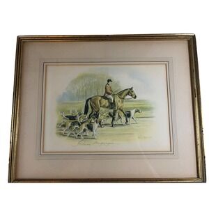 Vintage Edwin Megargee "Huntsman and Hounds" Framed Fox Hunting Print Equestrian